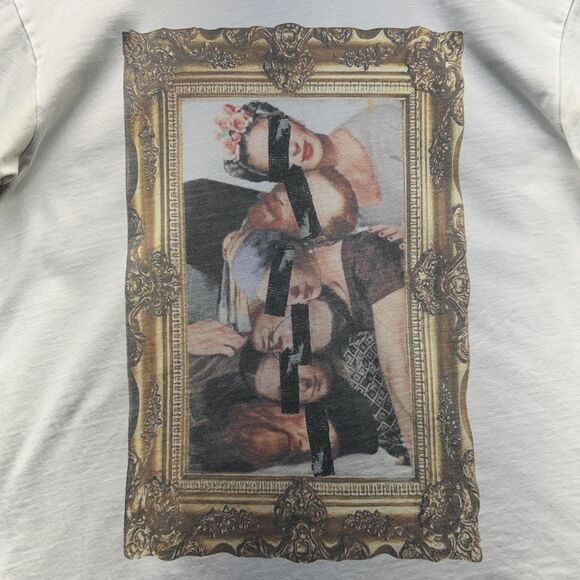 Vintage Y2K Shirt Mens Large White Boxy Graphic Frida Picture Frame Streetwear - Picture 3 of 14